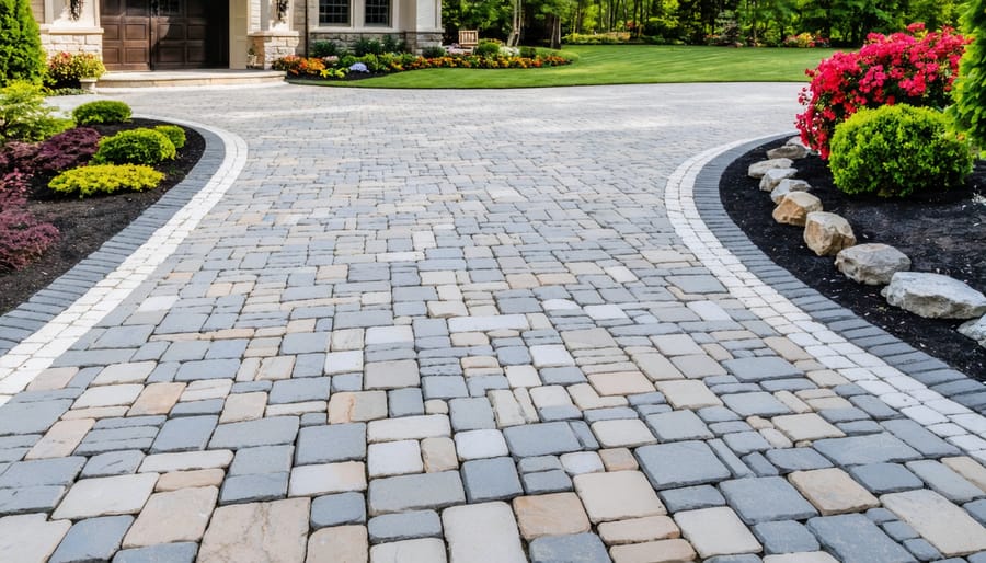 Natural stone driveway installation in Oakville