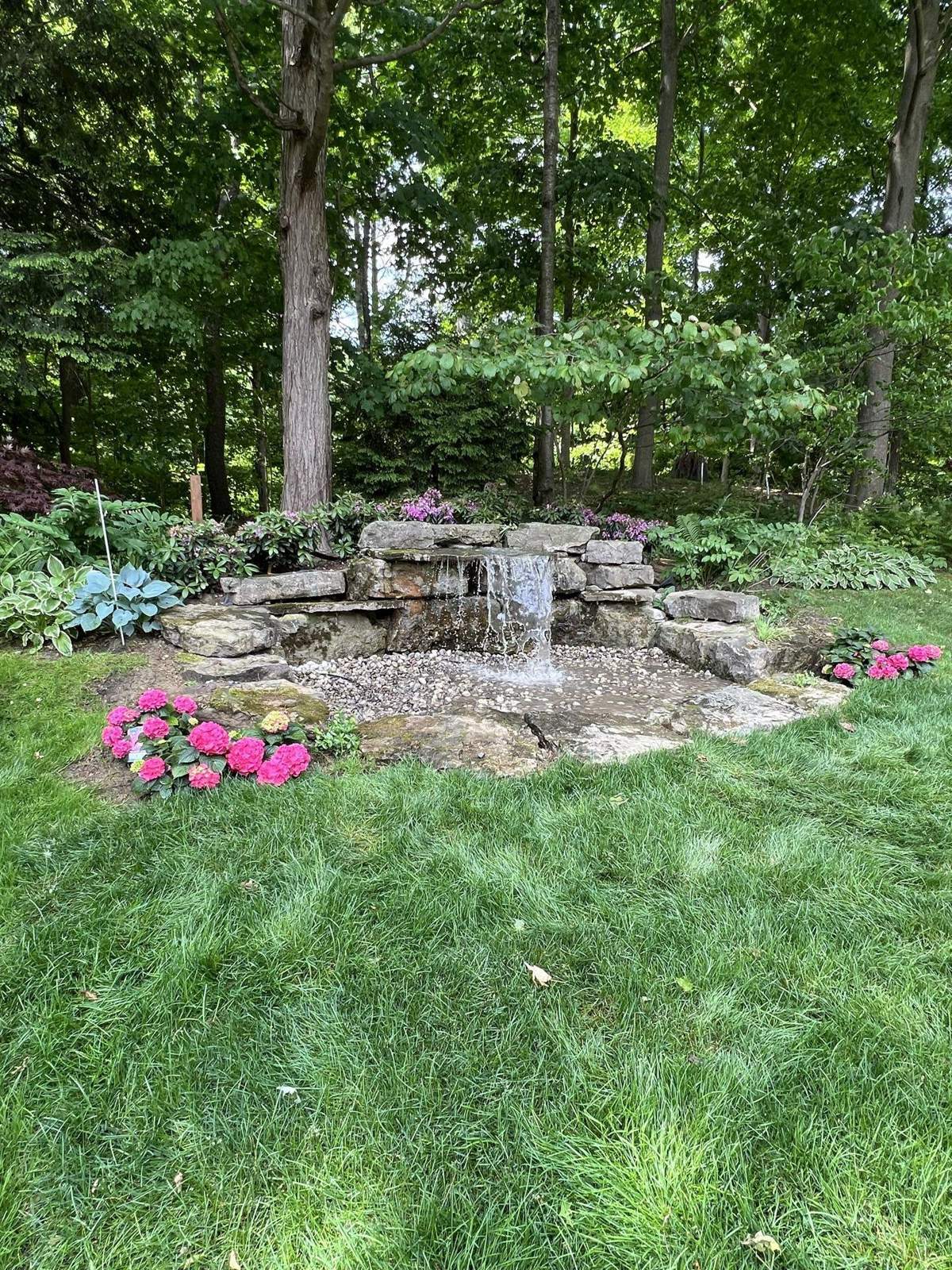 Stone waterfall water feature